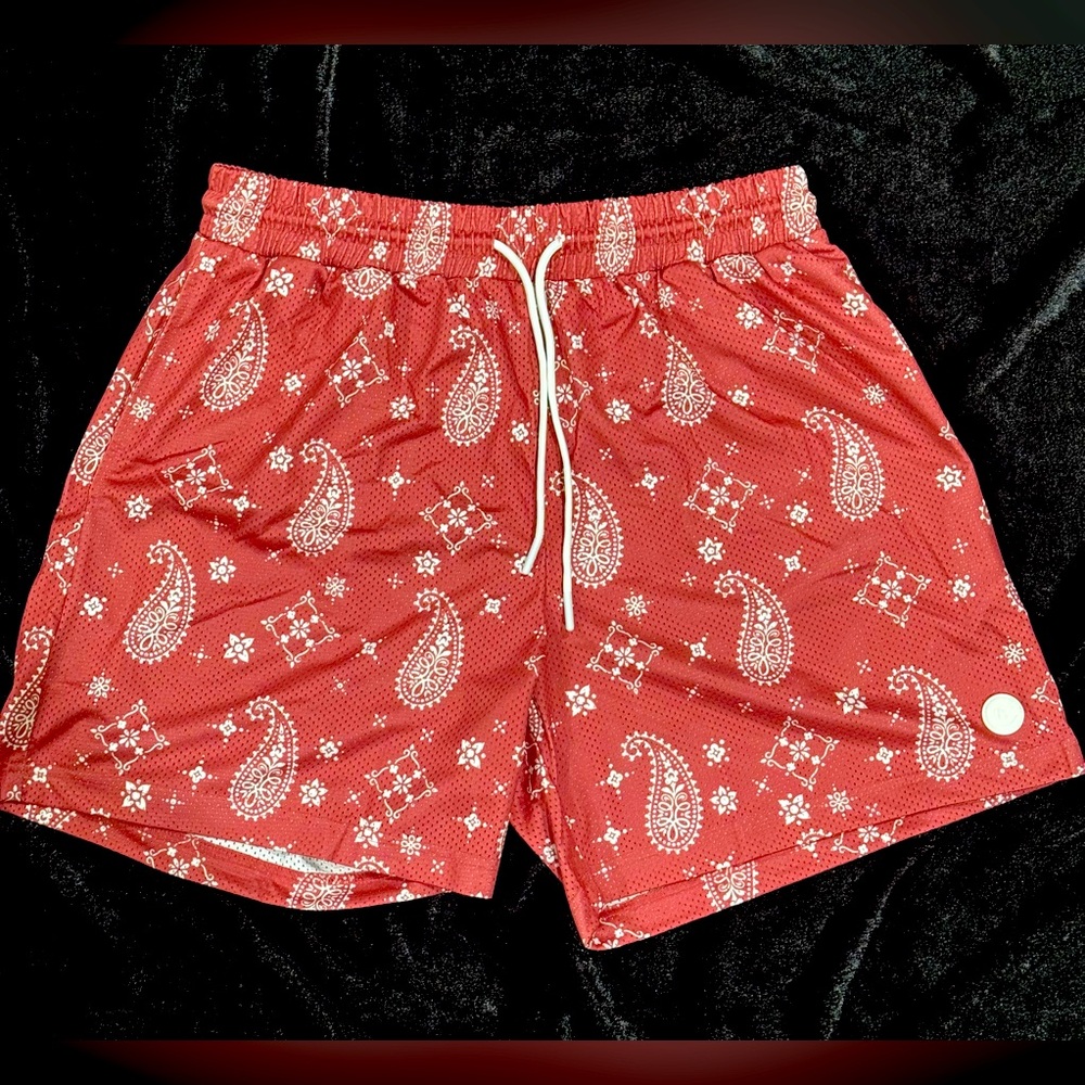 Common Hype Rose Pink Paisley Mesh Shorts